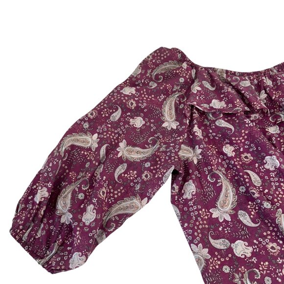 Cato Womens Paisley Print Dusty Pink Peasant Blouse Ruffle Neckline SZ 22/24W - Picture 9 of 10